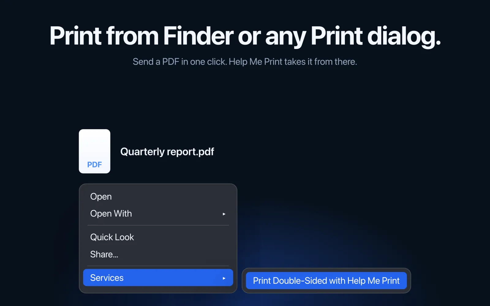 Printing a PDF double-sided from the macOS Finder right-click menu